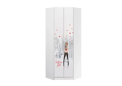 Шкаф угловой «Вега» NEW Girl белое дерево (ШхВхГ) (800х800)х2200х402 мм