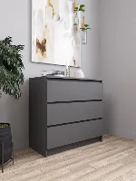 Комод «Челси» 800 (3 ящика) Графит / графит (ШхВхГ) 802х768х330 мм