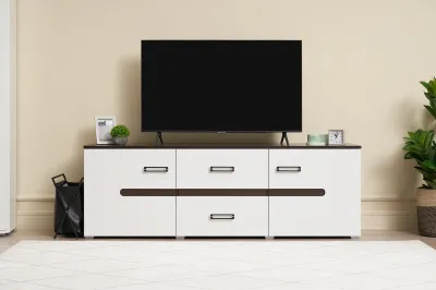 Тумба под ТВ «Ким» Венге / Белый глянец (Ш*Г*В) 1600x420x543 мм