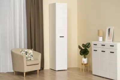 Шкаф 1-створчатый «Ненси New» Белый глянец (Ш*В*Г) 500x2200x524 мм