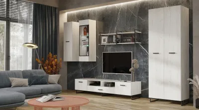 Гостиная Ненси LOFT Крафт белый / крафт белый Вариант №2