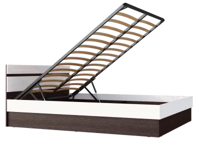 Кровать 1,4 «Ким» Венге / Белый глянец с ПМ (Ш*В*Г) 1445х800х2042 мм