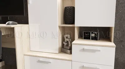 Стол компьютерный «№-6» Дуб сонома / Белый (Ш*В*Г) 2000х1796х538 мм