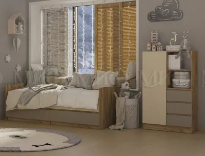 Кровать с ящиками Челси Color Глиняный серый+слоновая кость
