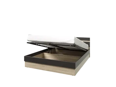 Кровать 1,4 «Ким» Сонома / Графит софт с ПМ (Ш*В*Г) 1445х800х2042 мм