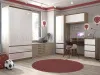 Стол письменный «Челси» Белый глянец / дуб сонома (ШхВхГ) 1002х768х524 мм