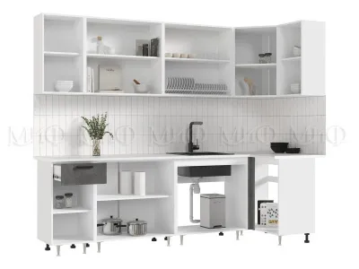 Кухня «Рио NEW» угловая 2,6*1,0 м  ЛДСП бетон темный / бетон светлый